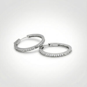 Taş Detaylı Halka Gümüş Küpe